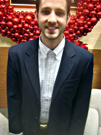 Andrew Campbell, assistant store manager at Jos. A. Bank sports this attire for journalists. Newsline photo by Alan J. McCombs